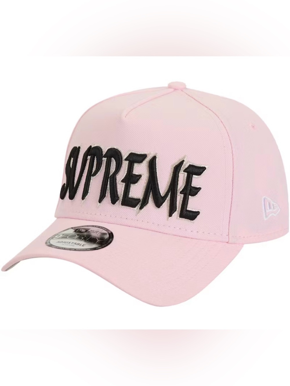 SUPREME x New Era Sharp Spellout Pink Adjustable Baseball Cap